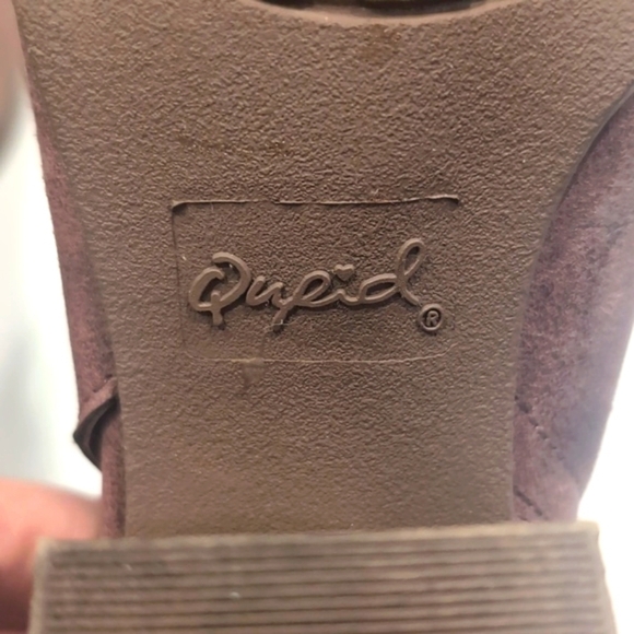 Qupid Mauve Chunk Heels Peep Toes Sandals Size 8 - Picture 11 of 13